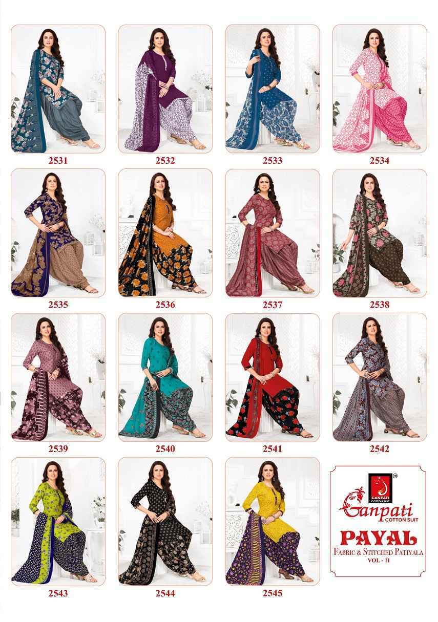 Ganpati Payal Vol 11 Cotton Salwar Kameez Wholesale Rate ( 15 Pcs Catalog )