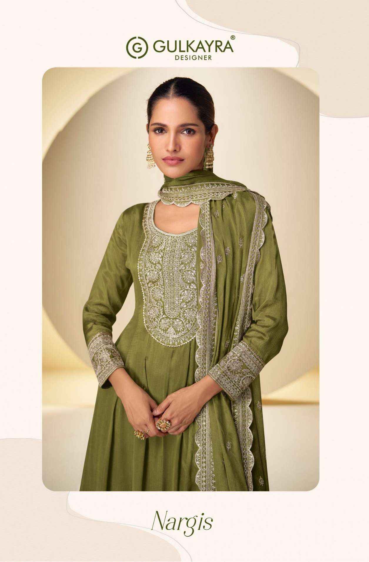 GULKAYRA DESIGNER NARGIS HEAVY EMBROIDERY DESIGNER WEDDING WEAR SUIT 