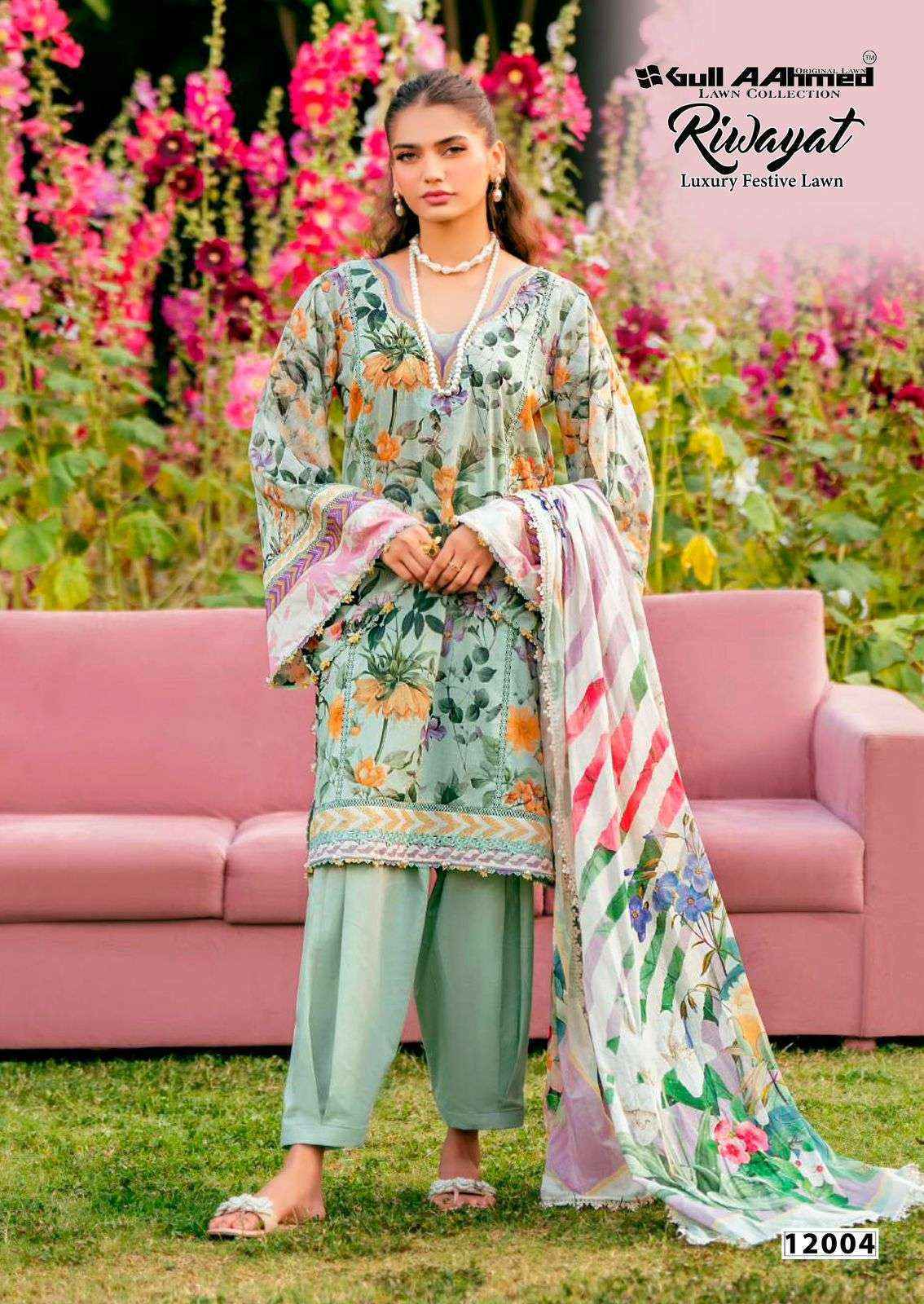 Gull Aahmed Riwayat Vol 12 Cambric Cotton Salwar Kameez Wholesale Rate ( 6 Pcs Catalog )