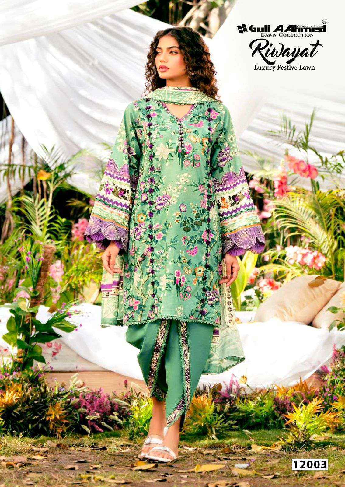 Gull Aahmed Riwayat Vol 12 Cambric Cotton Salwar Kameez Wholesale Rate ( 6 Pcs Catalog )