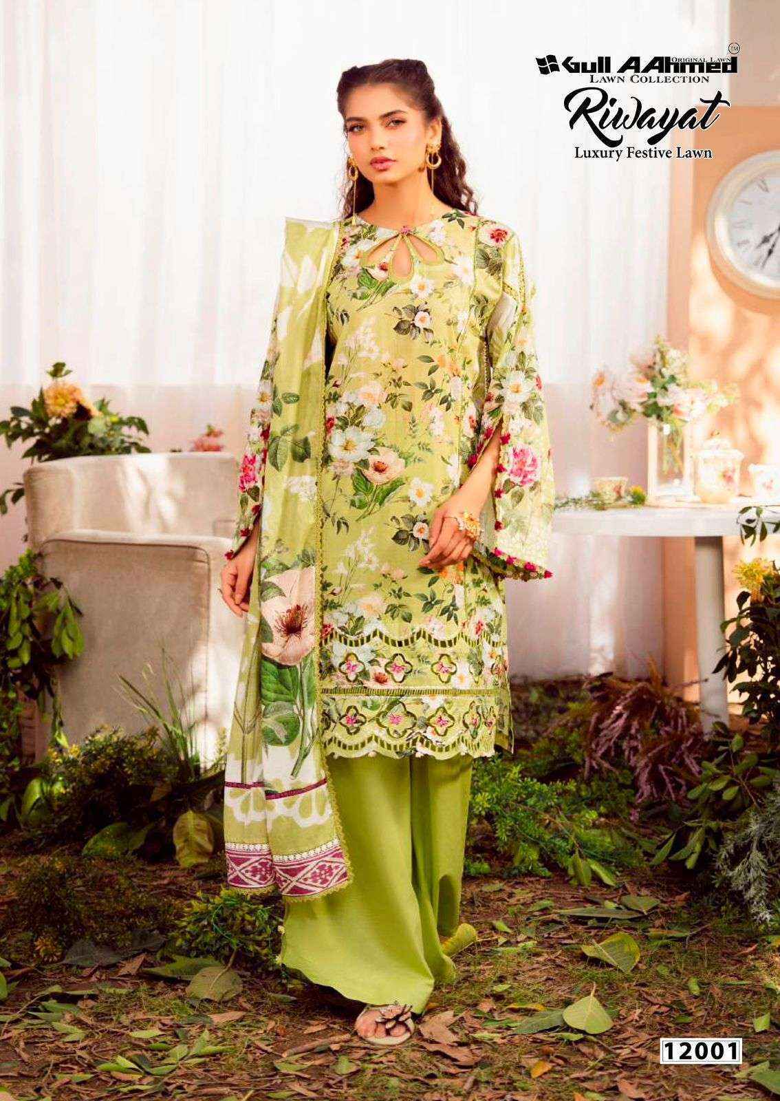 Gull Aahmed Riwayat Vol 12 Cambric Cotton Salwar Kameez Wholesale Rate ( 6 Pcs Catalog )