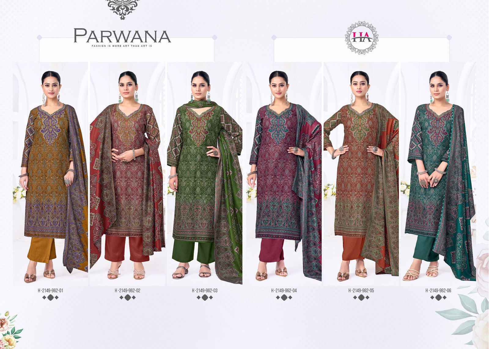 Harshit Fashion Parwana Pashmina Salwar Kameez Wholesale Rate ( 6 Pcs Catalog )