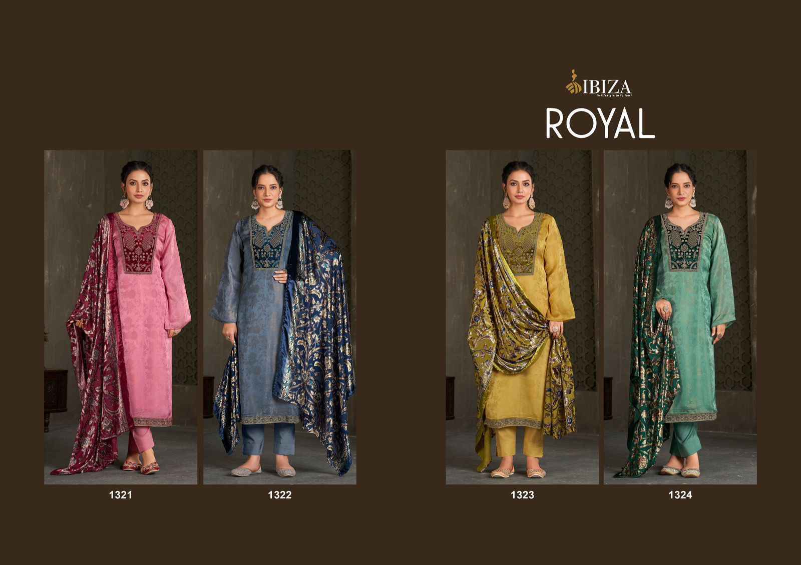 Ibiza Royal Velvet Salwar Suit Wholesale Rate ( 4 Pcs Catalog )