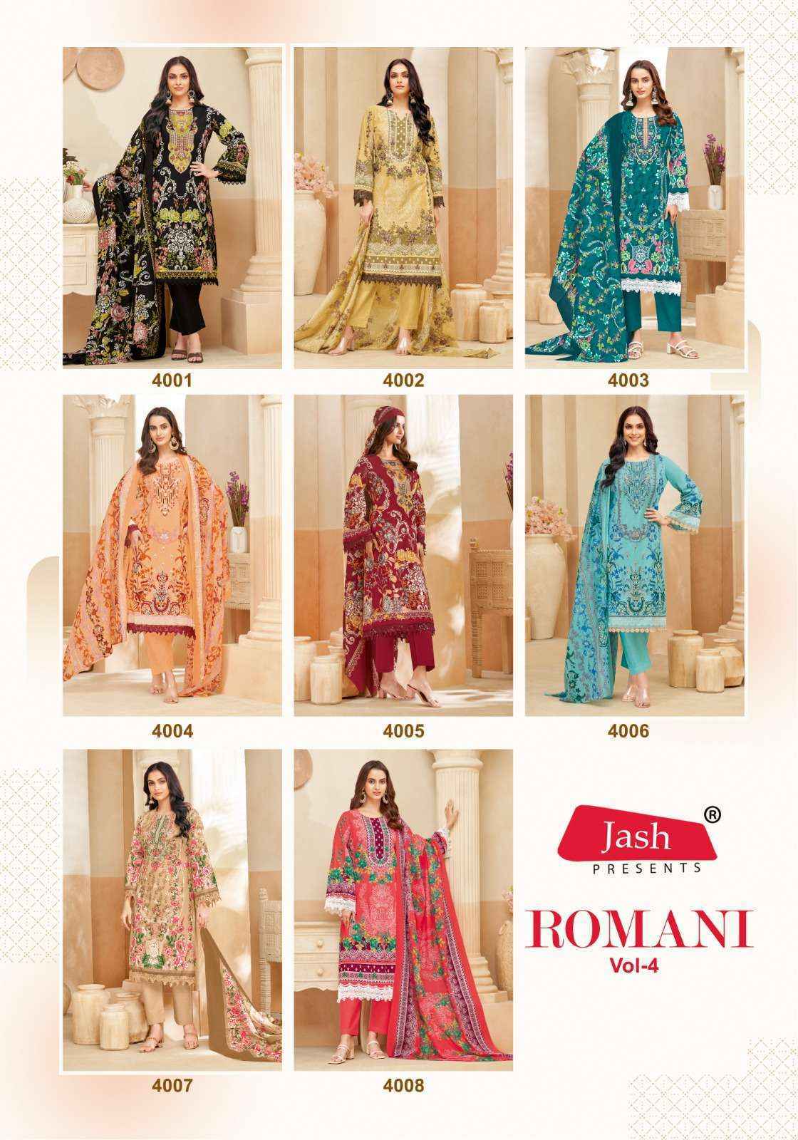 Jash Romani Vol 4 Cotton Salwar Kameez Wholesale Rate ( 8 Pcs Catalog )
