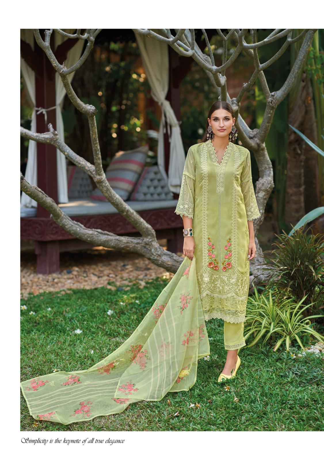 Kailee Shysha Viscose Organza Handwork Kurti Pant And Dupatta