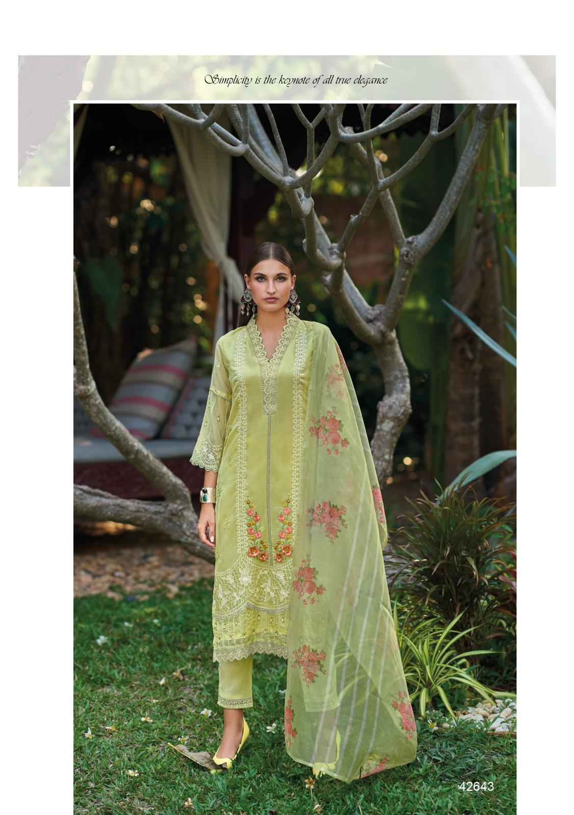 Kailee Shysha Viscose Organza Handwork Kurti Pant And Dupatta