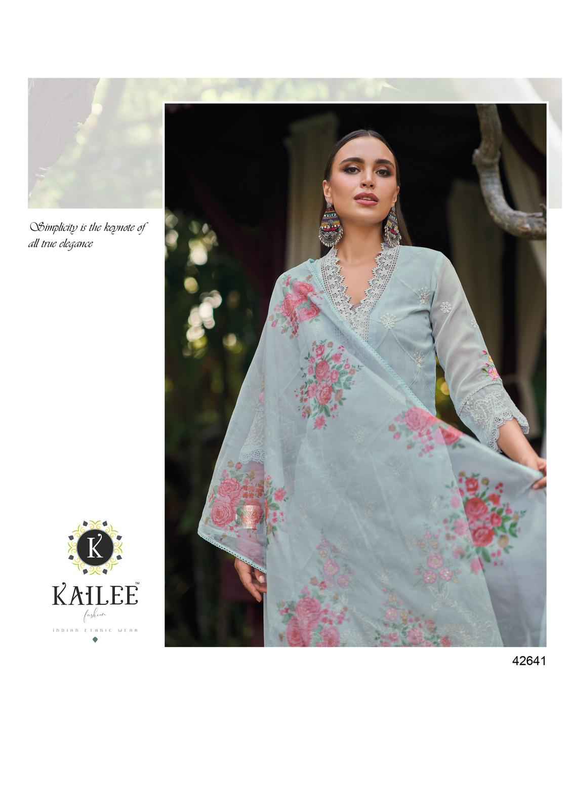 Kailee Shysha Viscose Organza Handwork Kurti Pant And Dupatta