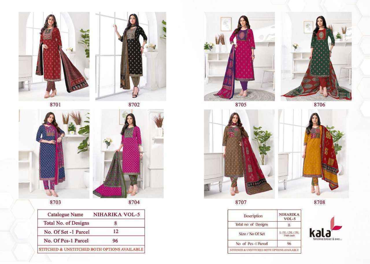 Kala Niharika Vol 5 Readymade Cotton Suit Wholesale Rate ( 8 Pcs Catalog )