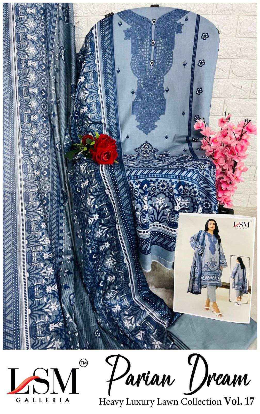 LSM Galleria Parian Dream Vol 17 Lawn Cotton Salwar Kameez Wholesale Rate ( 6 Pcs Catalog )