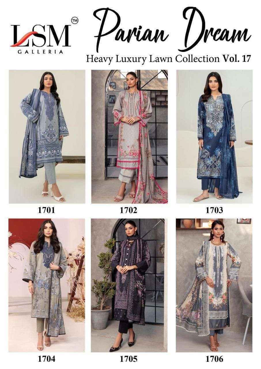 LSM Galleria Parian Dream Vol 17 Lawn Cotton Salwar Kameez Wholesale Rate ( 6 Pcs Catalog )