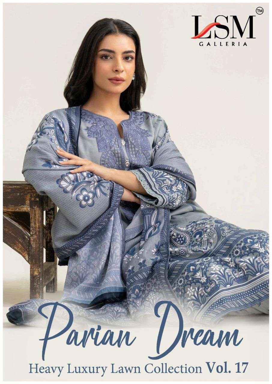 LSM Galleria Parian Dream Vol 17 Lawn Cotton Salwar Kameez Wholesale Rate ( 6 Pcs Catalog )