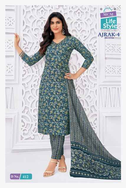 MCM Lifestyle Ajrak Vol 4 Readymade Cotton Suit Wholesale Rate ( 10 Pcs Catalog )