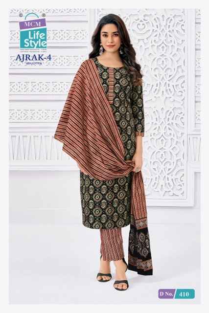 MCM Lifestyle Ajrak Vol 4 Readymade Cotton Suit Wholesale Rate ( 10 Pcs Catalog )
