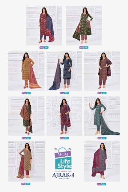 MCM Lifestyle Ajrak Vol 4 Readymade Cotton Suit Wholesale Rate ( 10 Pcs Catalog )
