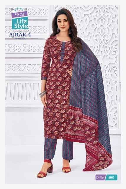 MCM Lifestyle Ajrak Vol 4 Readymade Cotton Suit Wholesale Rate ( 10 Pcs Catalog )