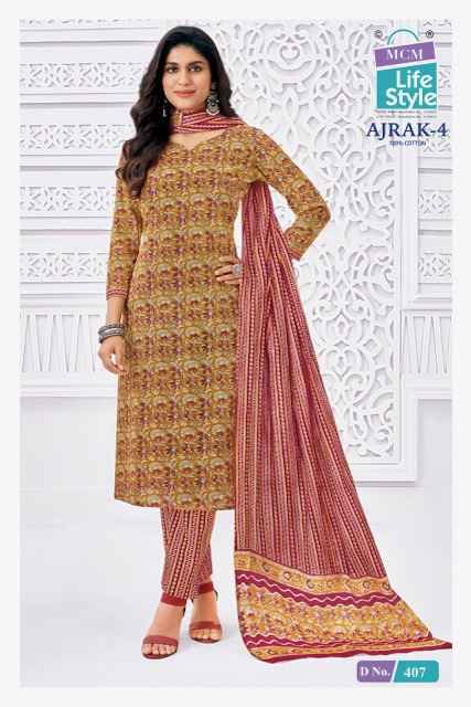 MCM Lifestyle Ajrak Vol 4 Readymade Cotton Suit Wholesale Rate ( 10 Pcs Catalog )