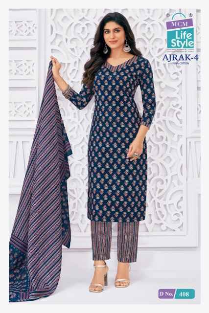 MCM Lifestyle Ajrak Vol 4 Readymade Cotton Suit Wholesale Rate ( 10 Pcs Catalog )