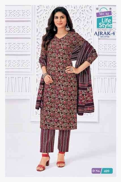 MCM Lifestyle Ajrak Vol 4 Readymade Cotton Suit Wholesale Rate ( 10 Pcs Catalog )