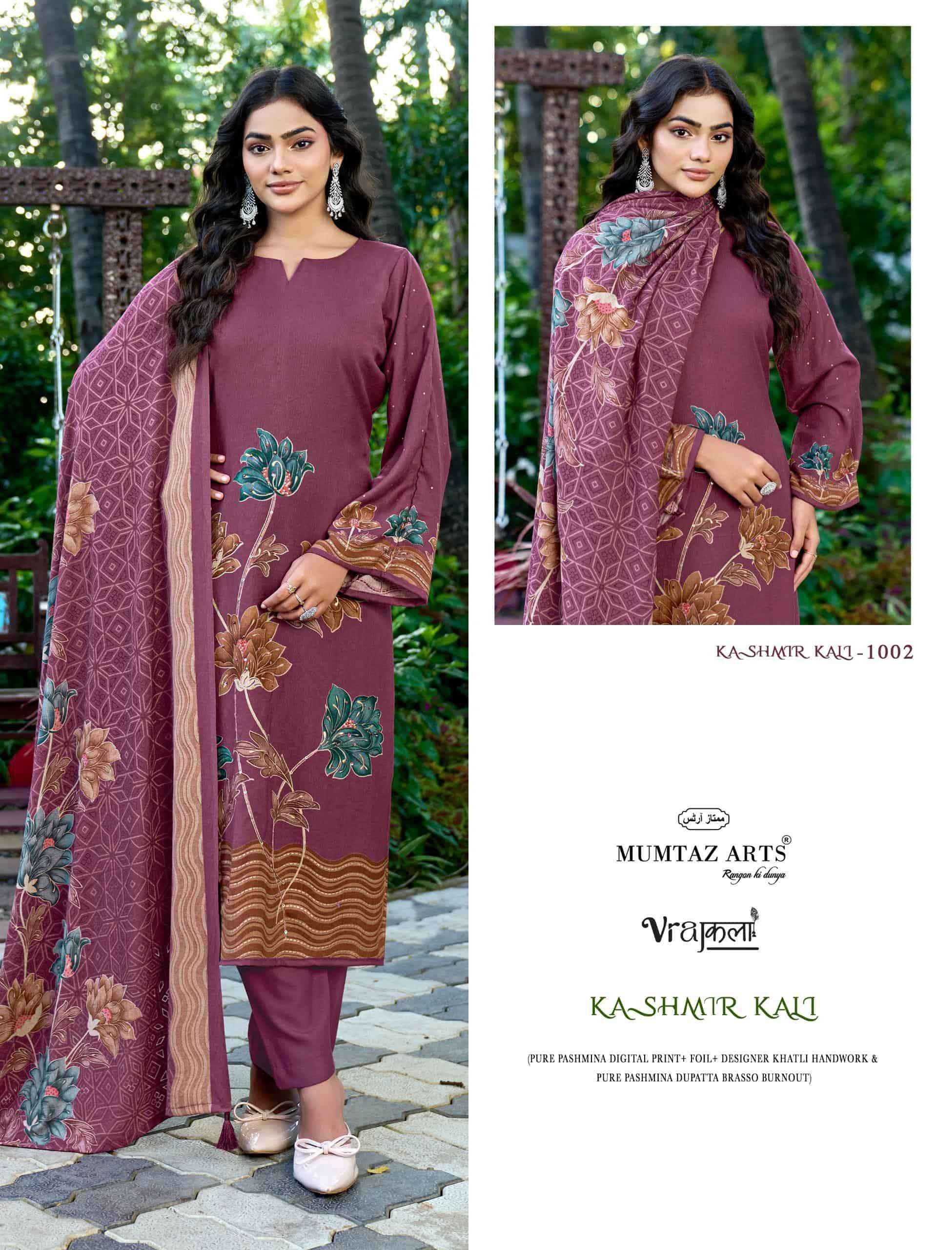 Mumtaz Arts Kashmir Kali Digital Printed Pure Pashmina Winter Wear Salwar Kameez Wholesale Rate ( 4 Pcs Catalog )
