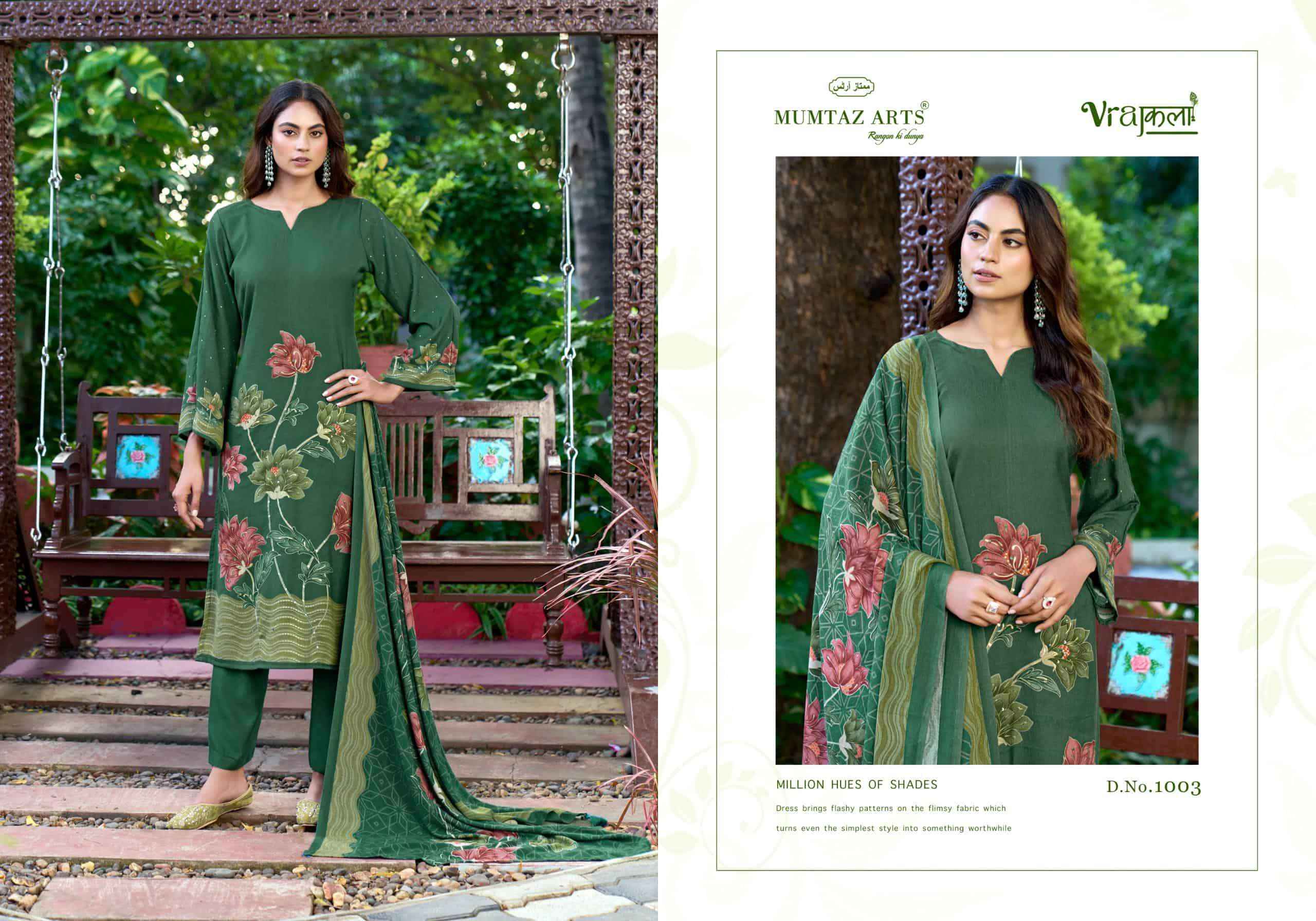 Mumtaz Arts Kashmir Kali Digital Printed Pure Pashmina Winter Wear Salwar Kameez Wholesale Rate ( 4 Pcs Catalog )