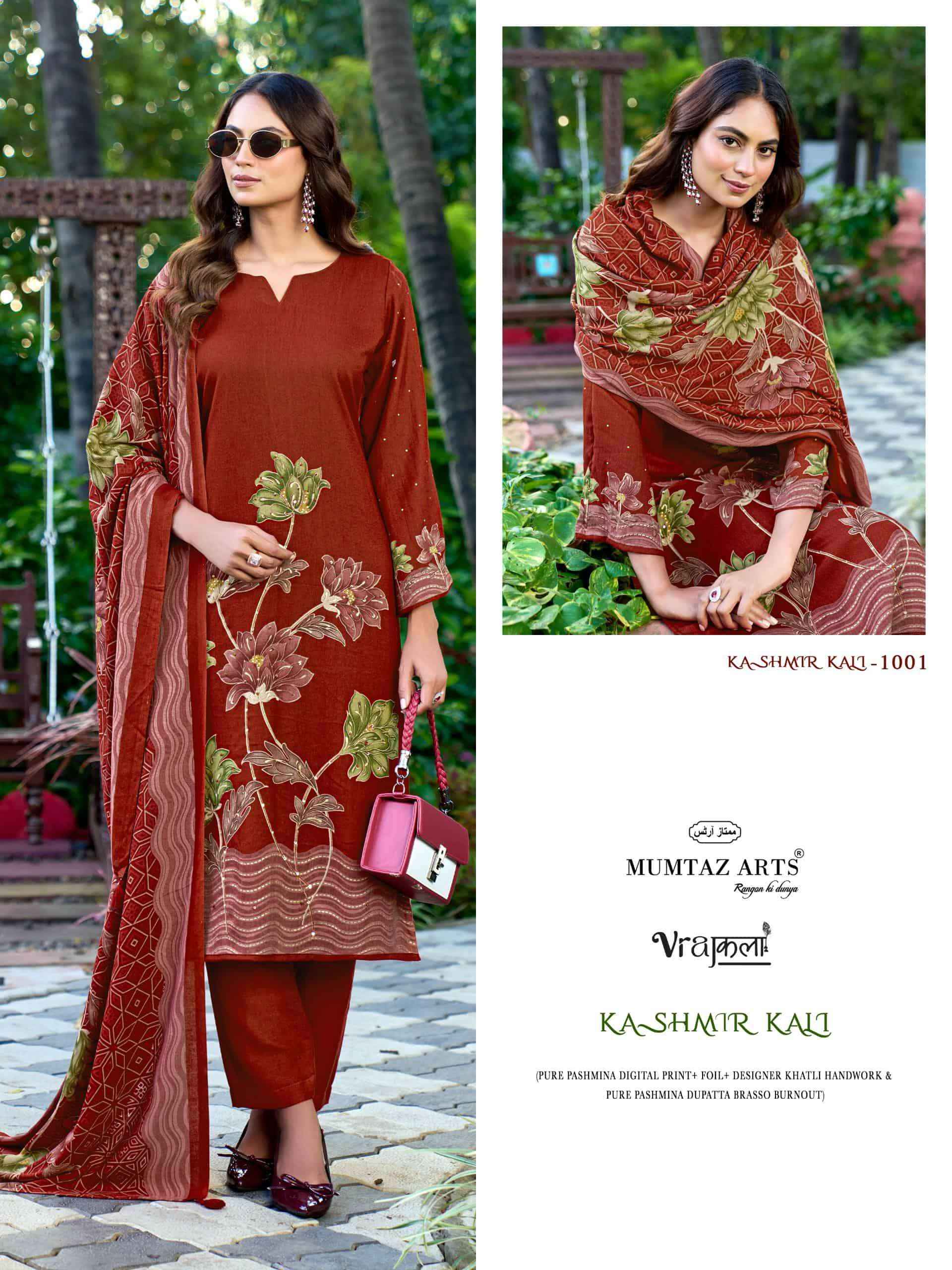 Mumtaz Arts Kashmir Kali Digital Printed Pure Pashmina Winter Wear Salwar Kameez Wholesale Rate ( 4 Pcs Catalog )