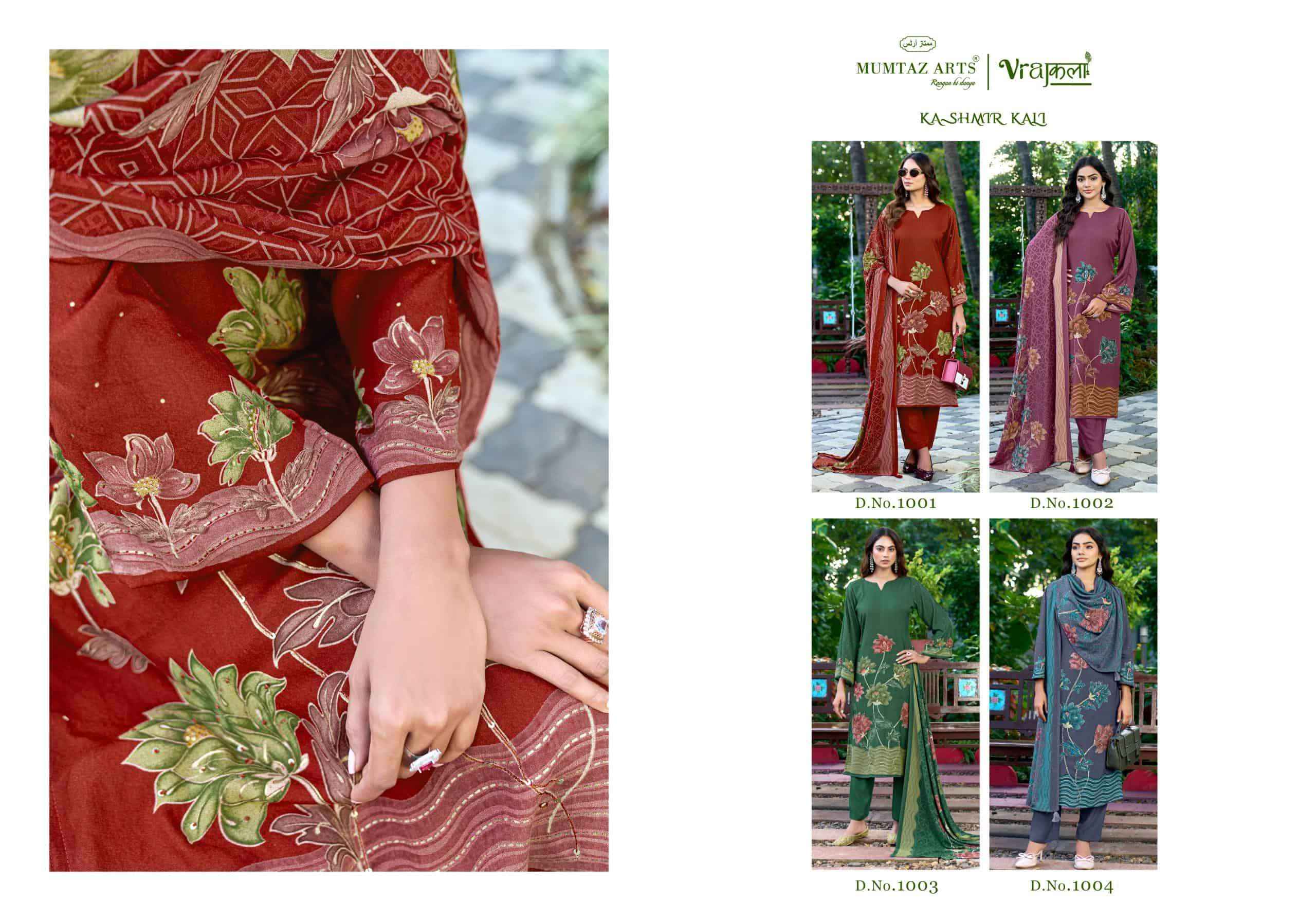 Mumtaz Arts Kashmir Kali Digital Printed Pure Pashmina Winter Wear Salwar Kameez Wholesale Rate ( 4 Pcs Catalog )