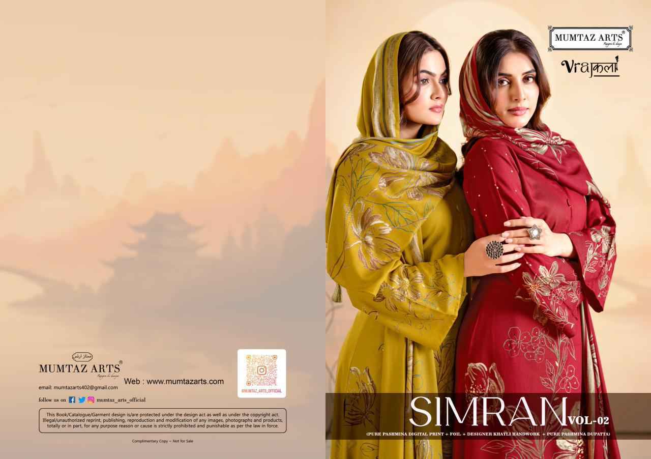 Mumtaz Arts Simran Vol 2 Viscose Pashmina Salwar Kameez Wholesale Rate ( 4 Pcs Catalog )