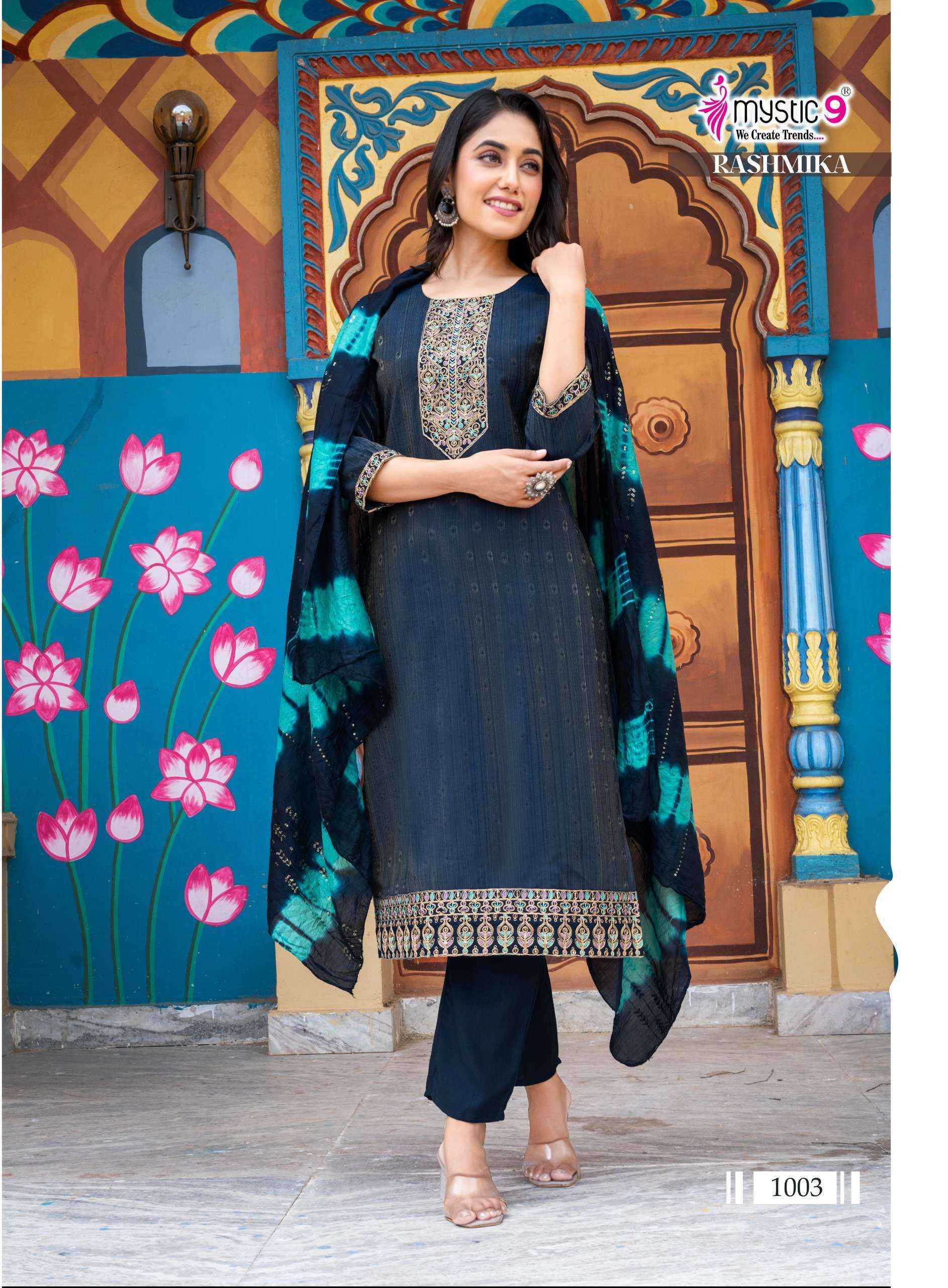 Mystic 9 Rashmika Vol 1 Simer Kurti Combo Wholesale Rate ( 8 Pcs Catalog )
