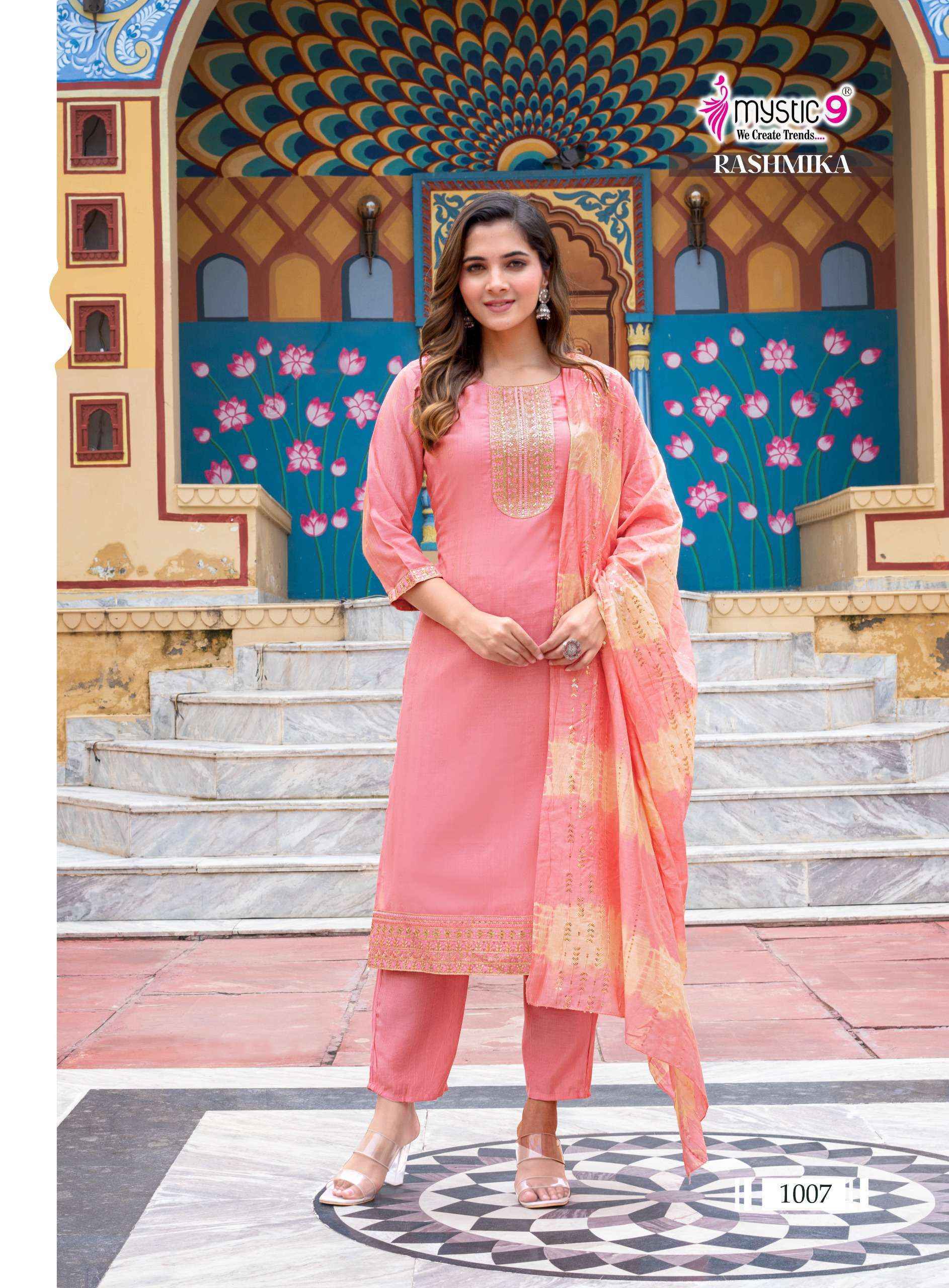 Mystic 9 Rashmika Vol 1 Simer Kurti Combo Wholesale Rate ( 8 Pcs Catalog )