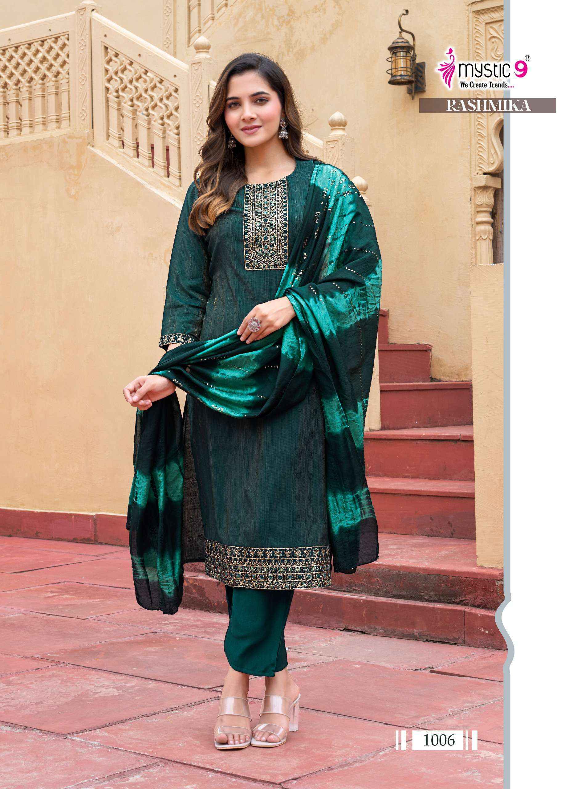 Mystic 9 Rashmika Vol 1 Simer Kurti Combo Wholesale Rate ( 8 Pcs Catalog )