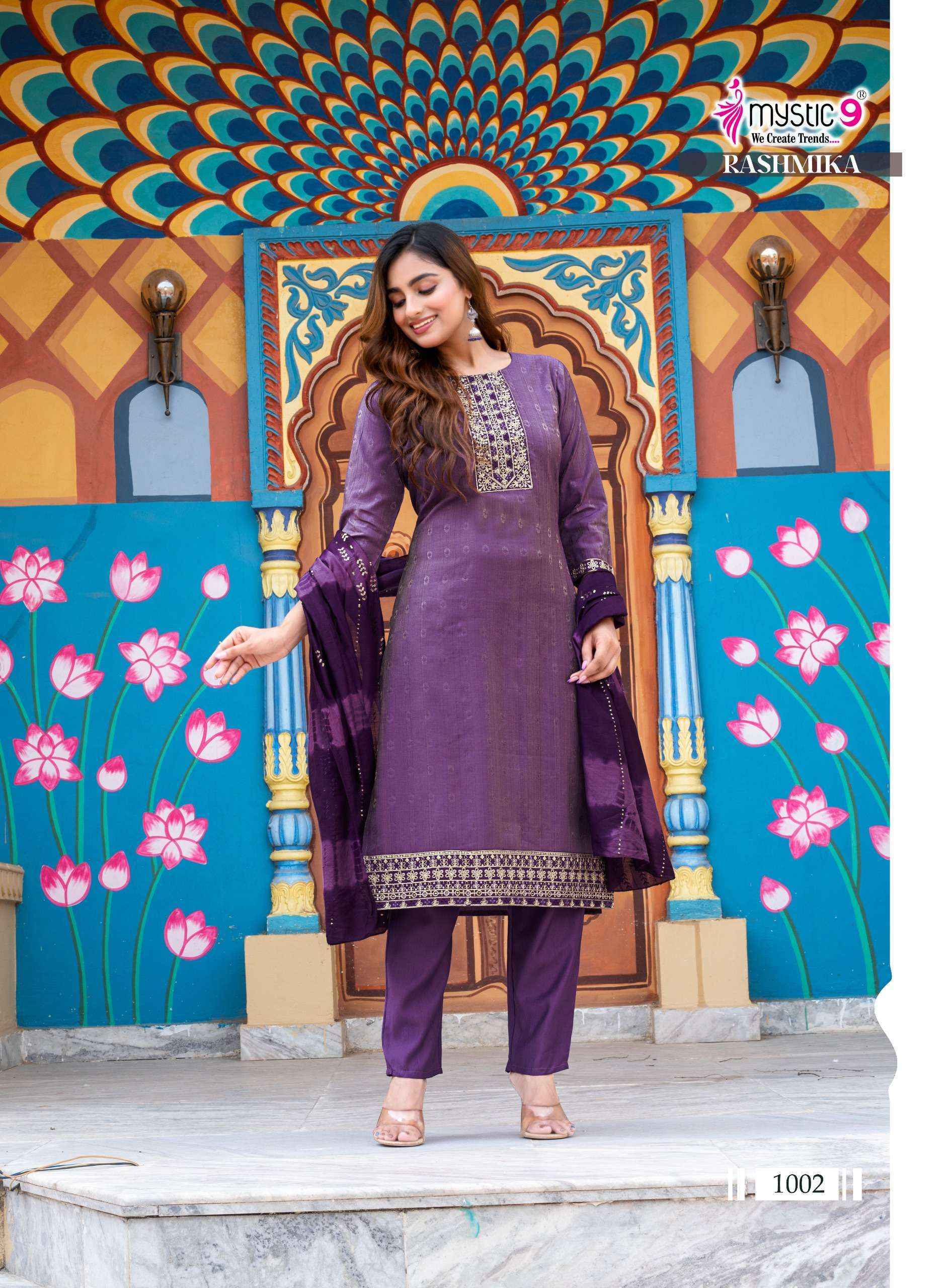 Mystic 9 Rashmika Vol 1 Simer Kurti Combo Wholesale Rate ( 8 Pcs Catalog )