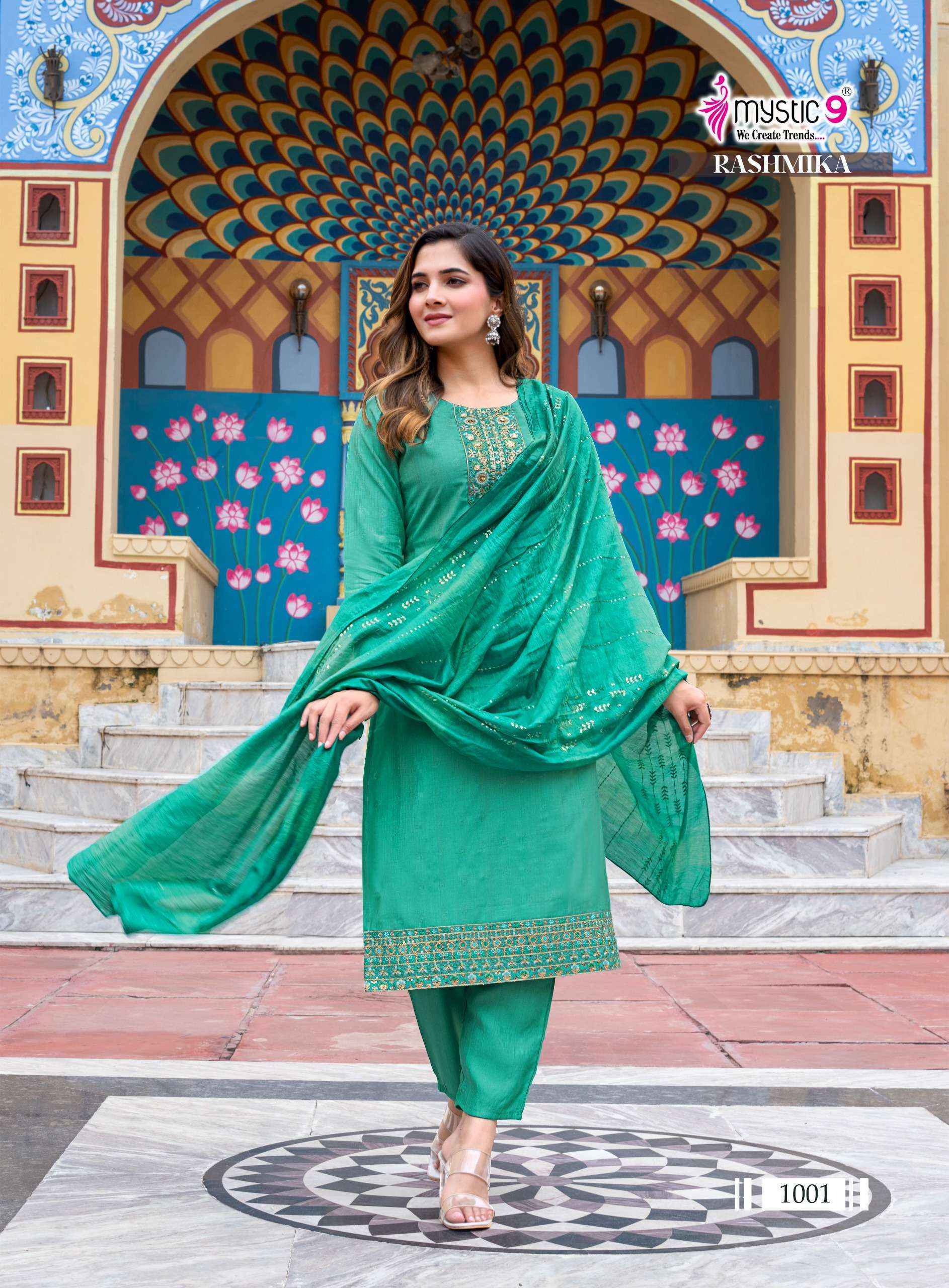 Mystic 9 Rashmika Vol 1 Simer Kurti Combo Wholesale Rate ( 8 Pcs Catalog )