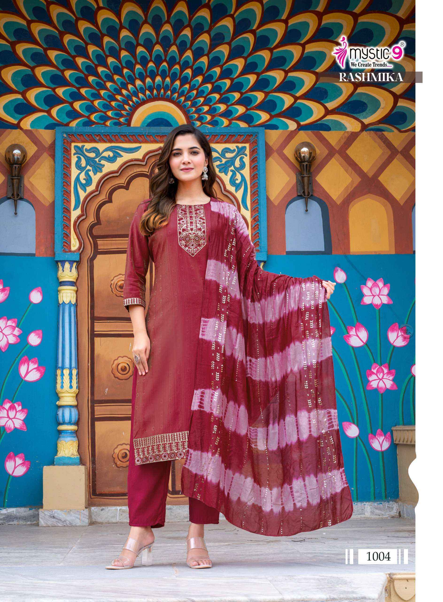 Mystic 9 Rashmika Vol 1 Simer Kurti Combo Wholesale Rate ( 8 Pcs Catalog )