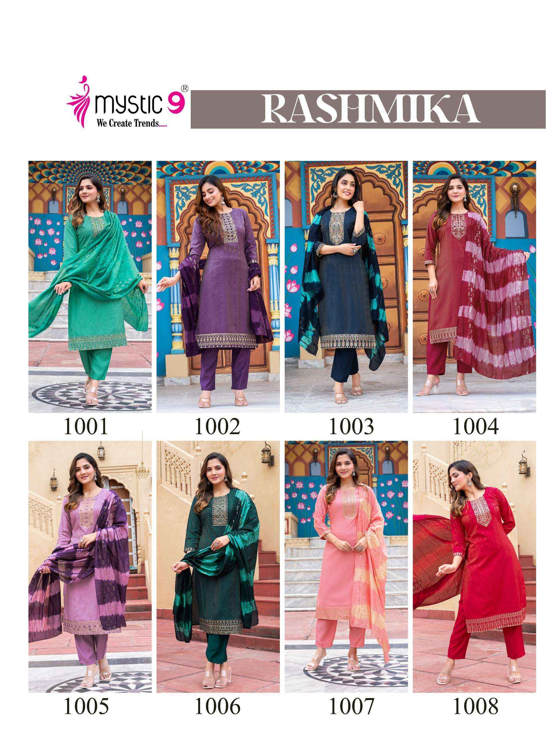 Mystic 9 Rashmika Vol 1 Simer Kurti Combo Wholesale Rate ( 8 Pcs Catalog )