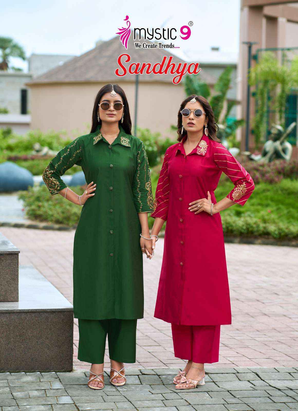 Mystic 9 Sandhya Silk Kurti With Bottom Set Wholesale Rate ( 8 Pcs Catalog )