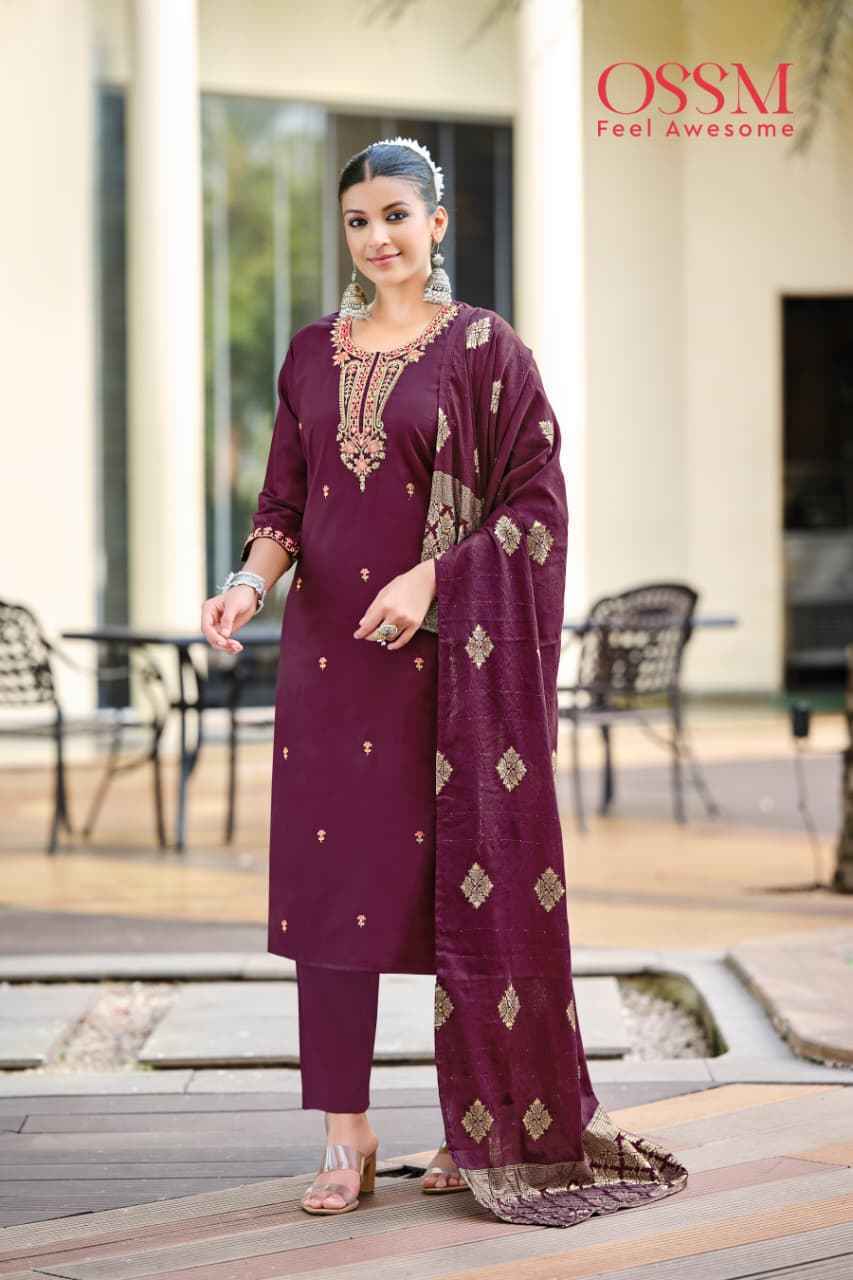 Ossm Heer Roman Silk Kurti Combo Set Wholesale Rate ( 6 Pcs Catalog )