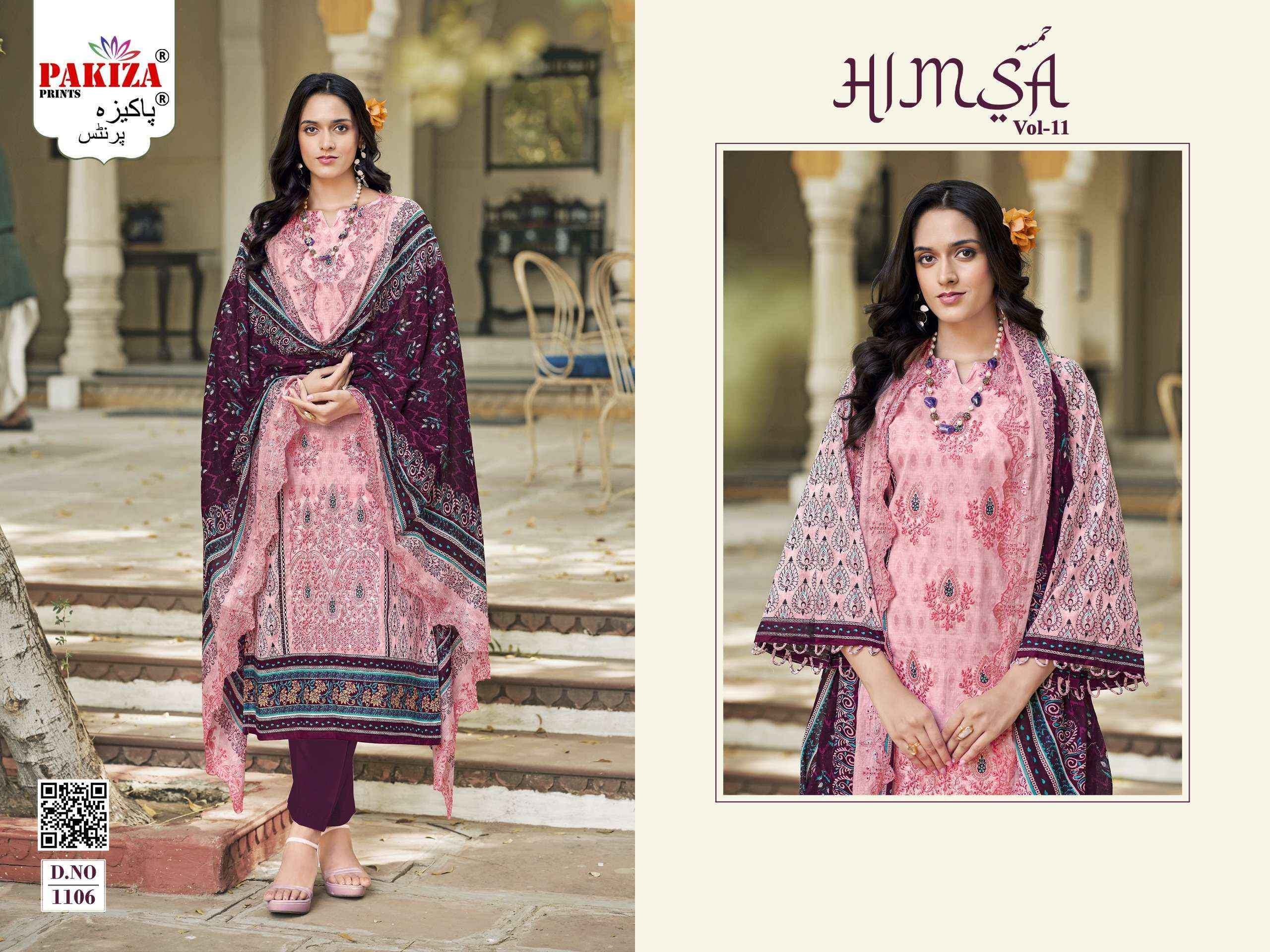 Pakiza Prints Himsa Vol 11 Lawn Cotton Salwar Suit Wholesale Rate ( 10 Pcs Catalog )