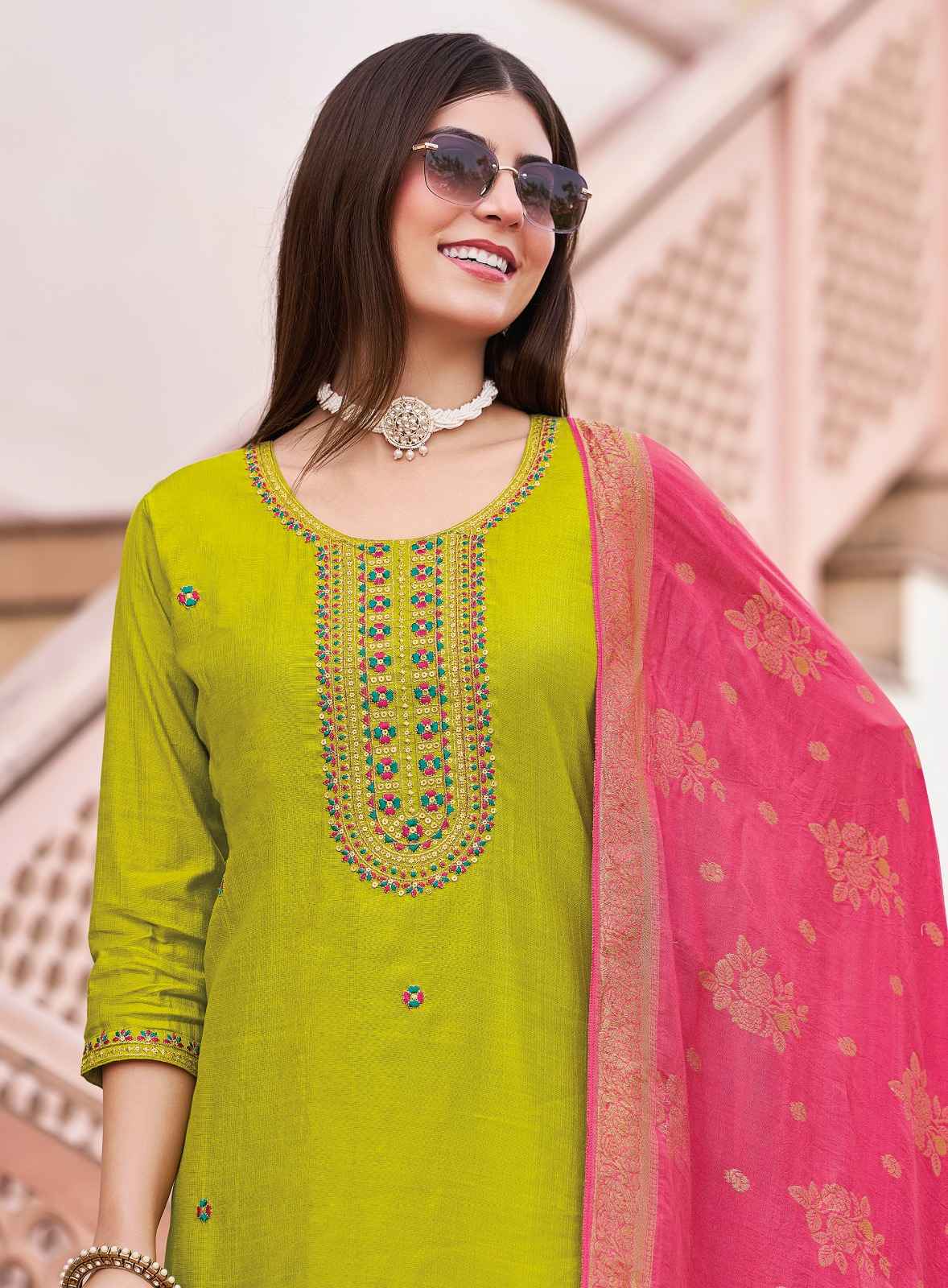 Radhika Nazakat Vol 2 Vertican Silk Embroidery Top Bottom And Dupatta Set Wholesale Rate ( 6 Pcs Catalog )