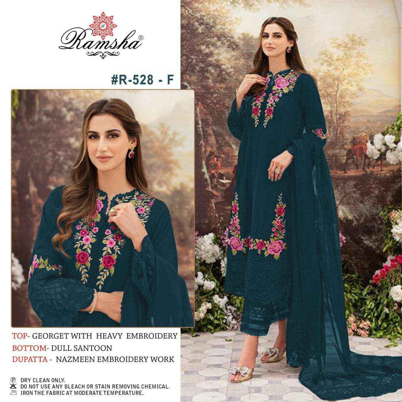 RAMSHA DESIGN NO - R 528 GEORGETTE HEAVY EMBROIDERED PAKISTANI SUIT