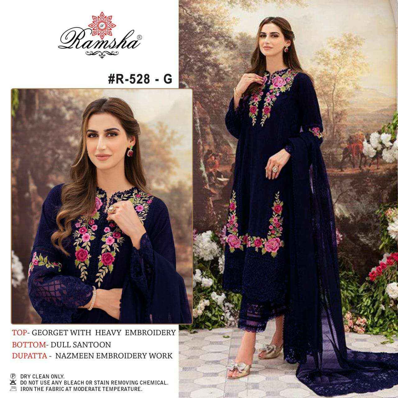 RAMSHA DESIGN NO - R 528 GEORGETTE HEAVY EMBROIDERED PAKISTANI SUIT
