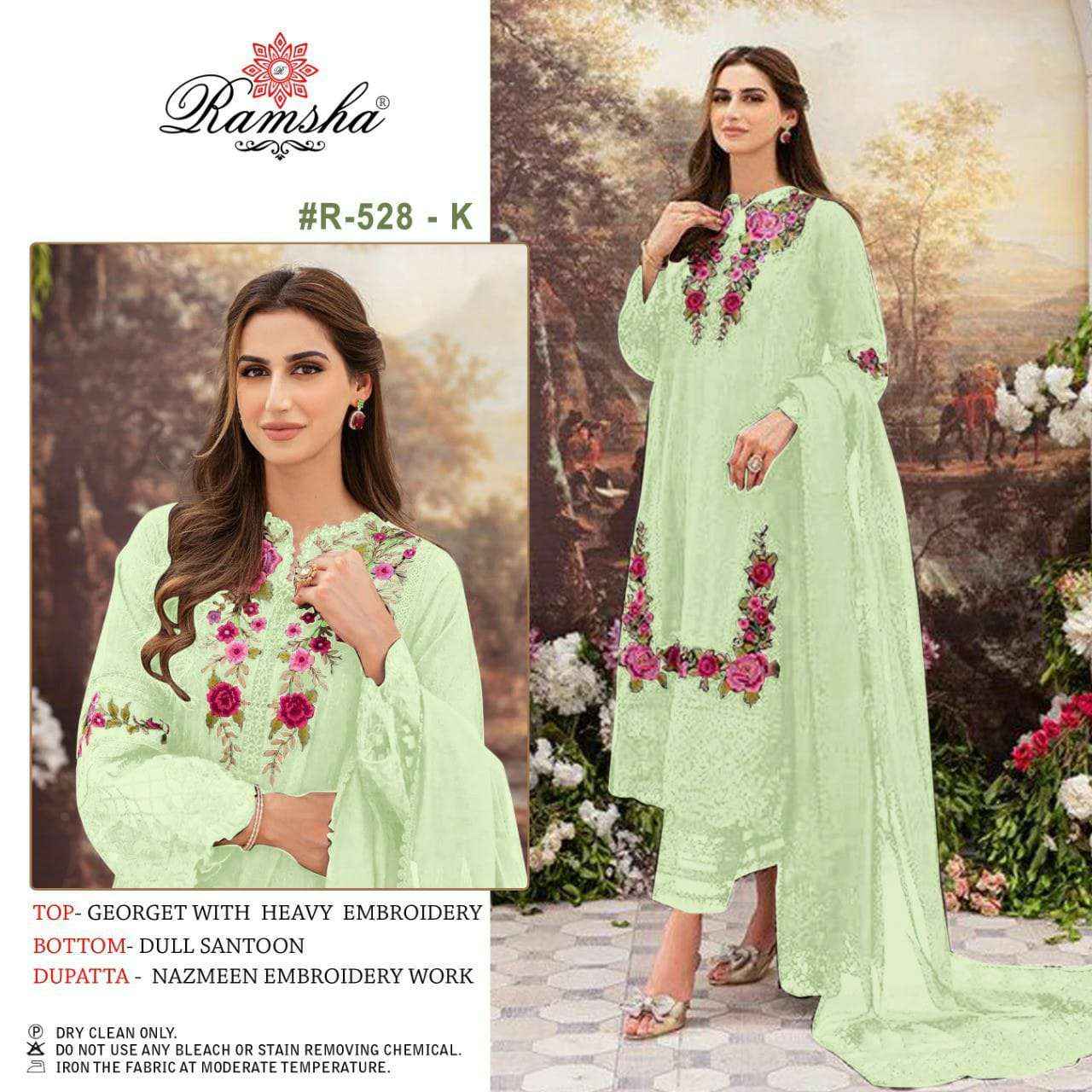 RAMSHA DESIGN NO - R 528 GEORGETTE HEAVY EMBROIDERED PAKISTANI SUIT