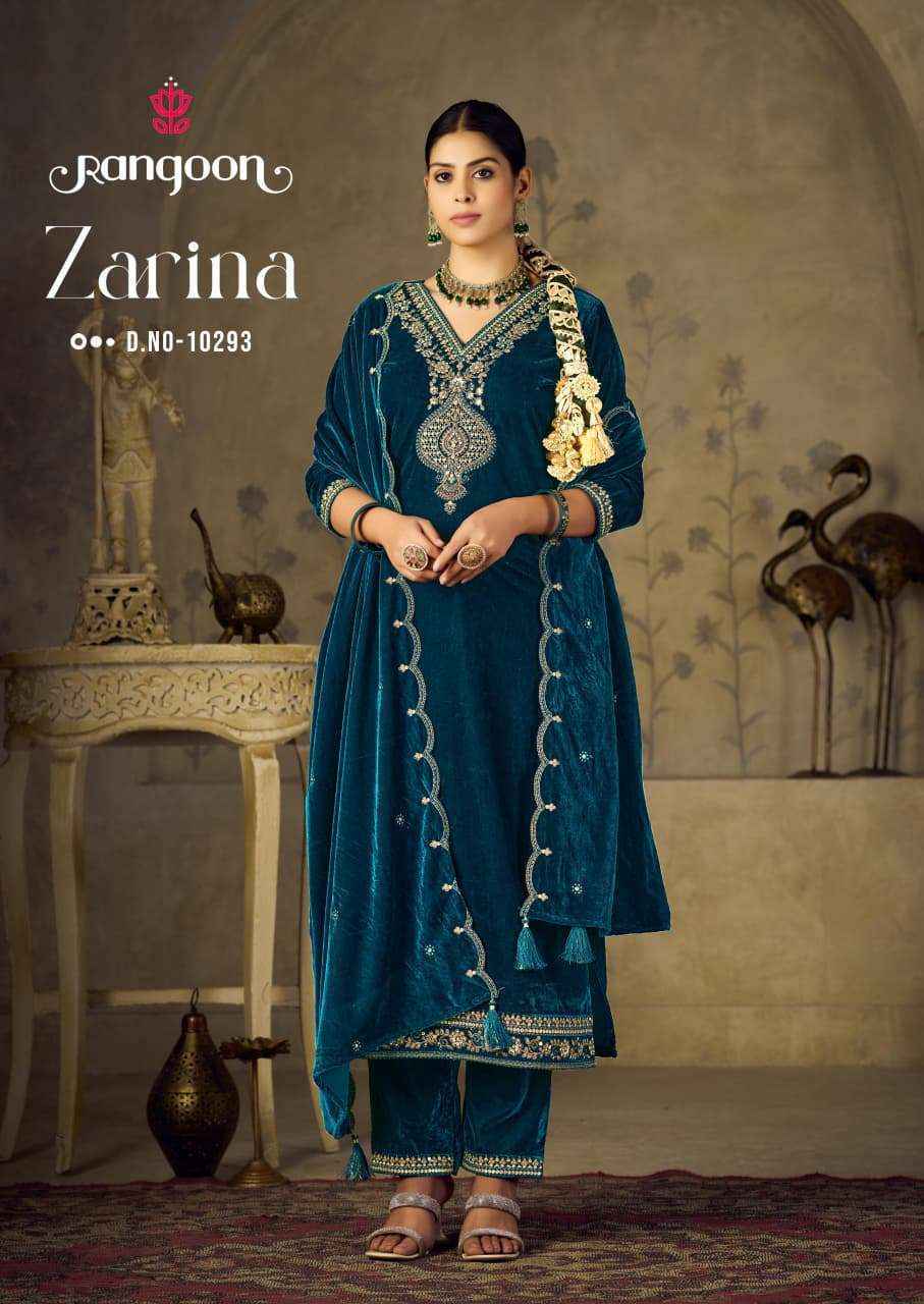 Rangoon Zarina Readymade Velvet Dress Wholesale Rate ( 4 Pcs Catalog )