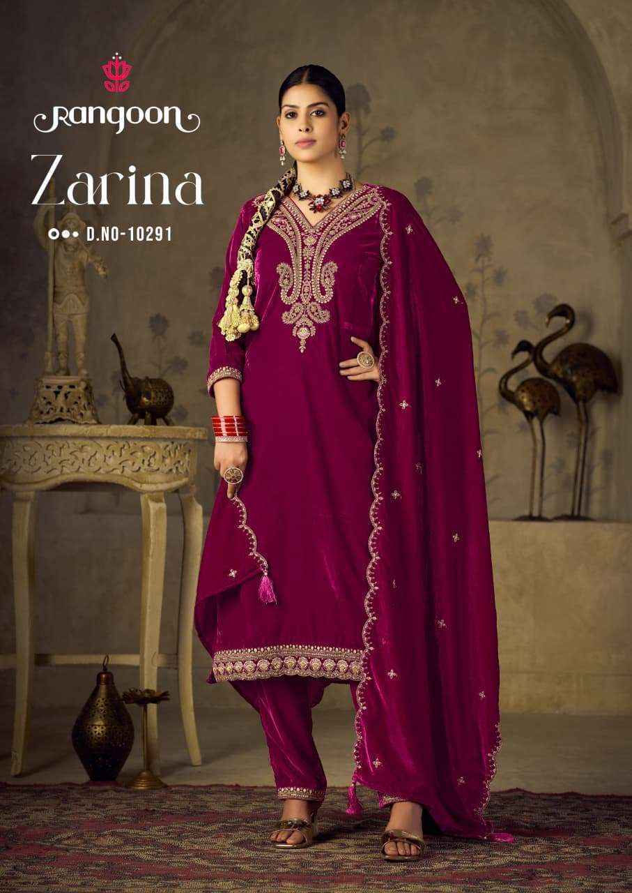 Rangoon Zarina Readymade Velvet Dress Wholesale Rate ( 4 Pcs Catalog )
