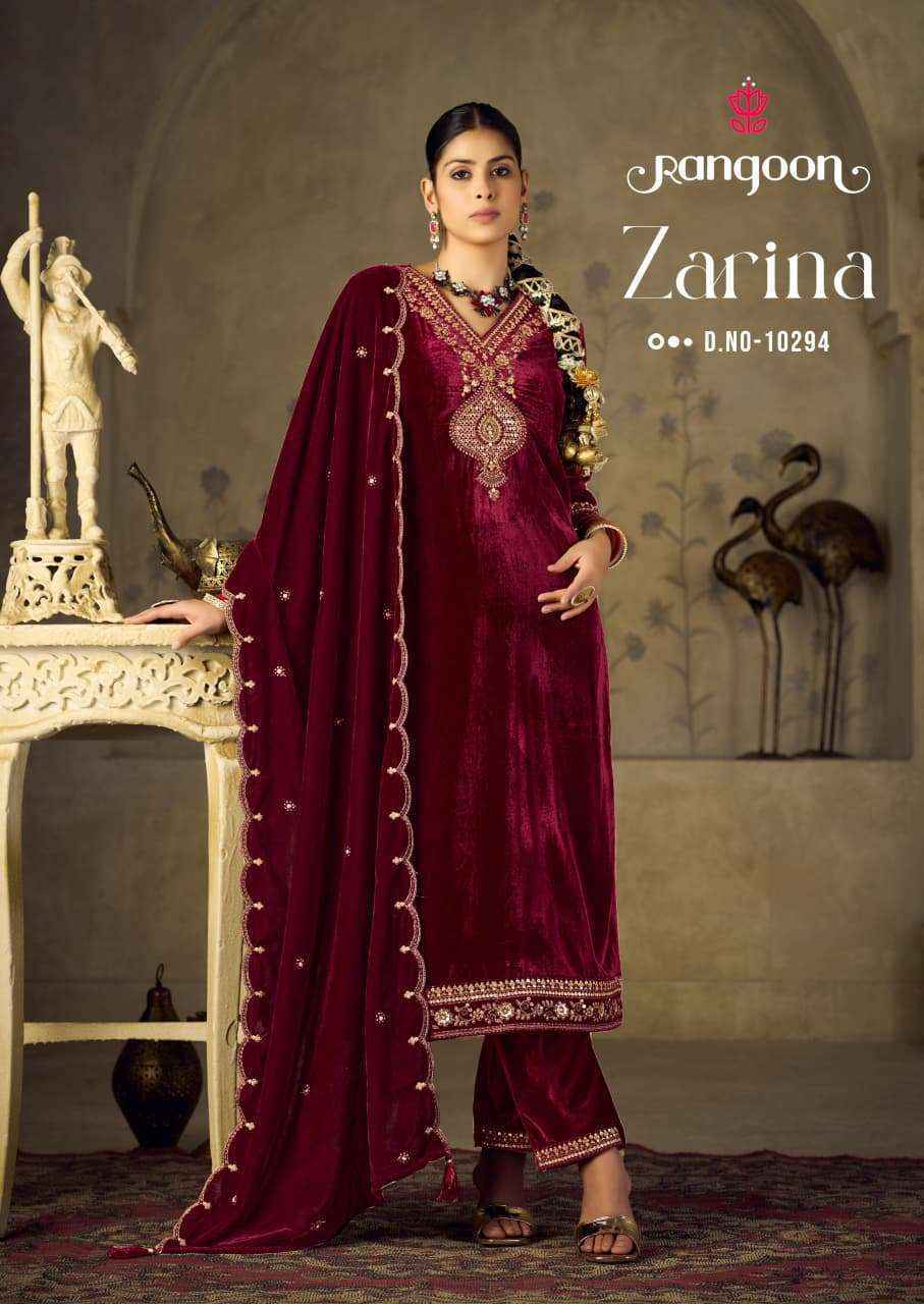 Rangoon Zarina Readymade Velvet Dress Wholesale Rate ( 4 Pcs Catalog )