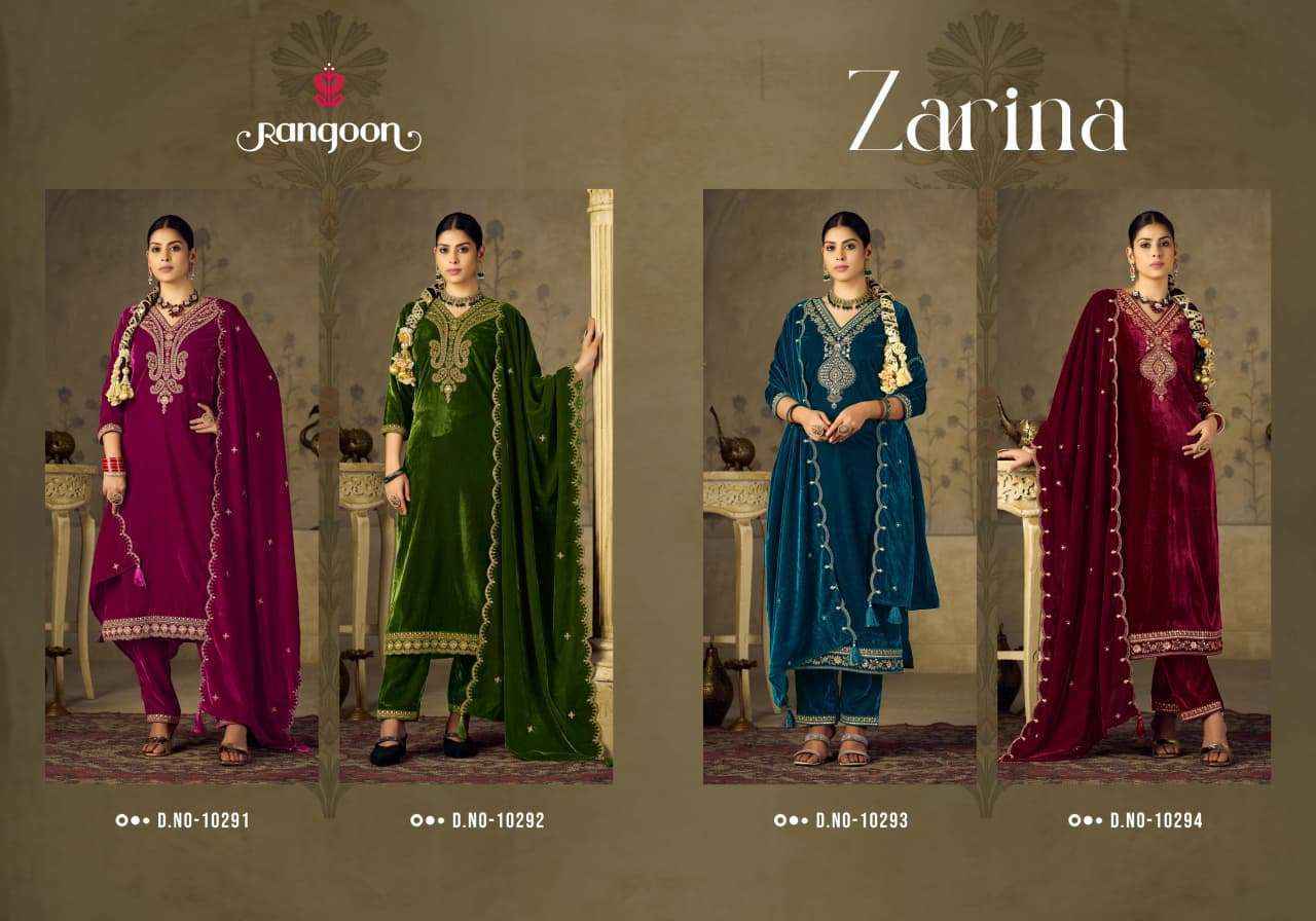 Rangoon Zarina Readymade Velvet Dress Wholesale Rate ( 4 Pcs Catalog )