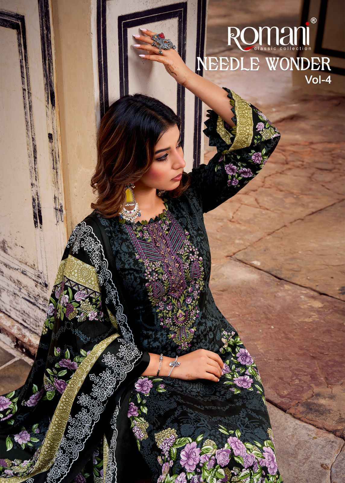 Romani Needle Wonder Vol 4 Cotton Salwar Kameez Wholesale Rate ( 8 Pcs Catalog )