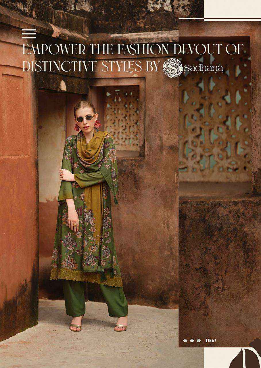 SADHANA FASHION TREND BEYOND PASHMINA DIGITAL PRINT WITH FANCY WORK SUIT WHOLESALE RATE ( 6 PCS CATALOG )