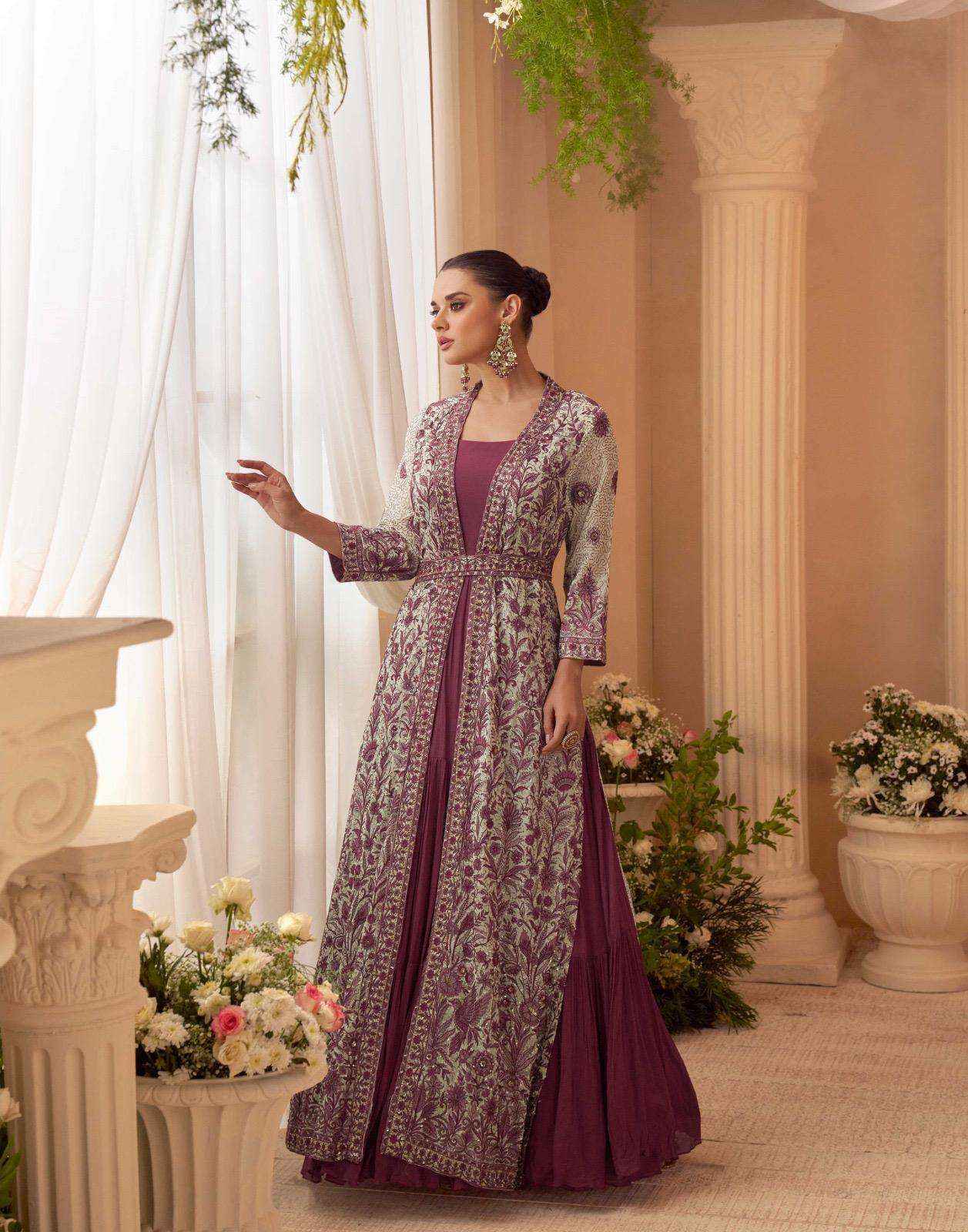 Sayuri Designer Kasmira Chinon Silk Gown Wholesale Rate ( 4 Pcs Catalog )