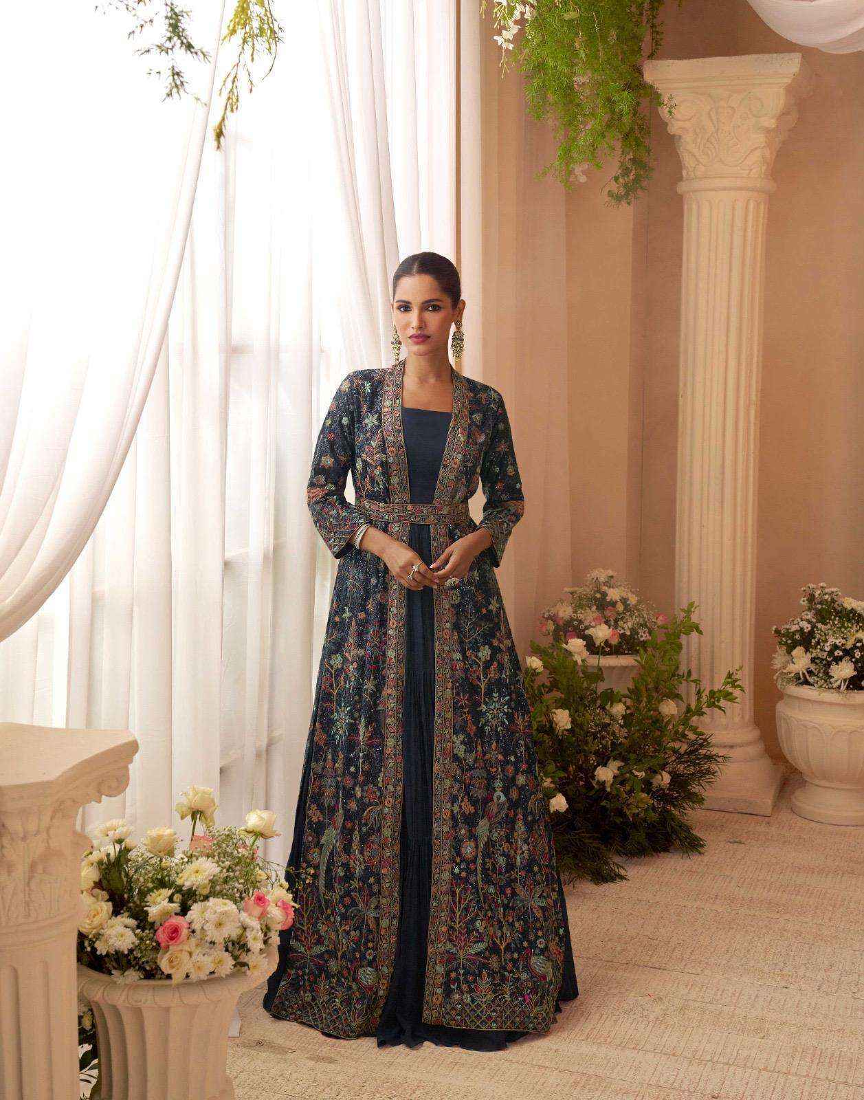Sayuri Designer Kasmira Chinon Silk Gown Wholesale Rate ( 4 Pcs Catalog )