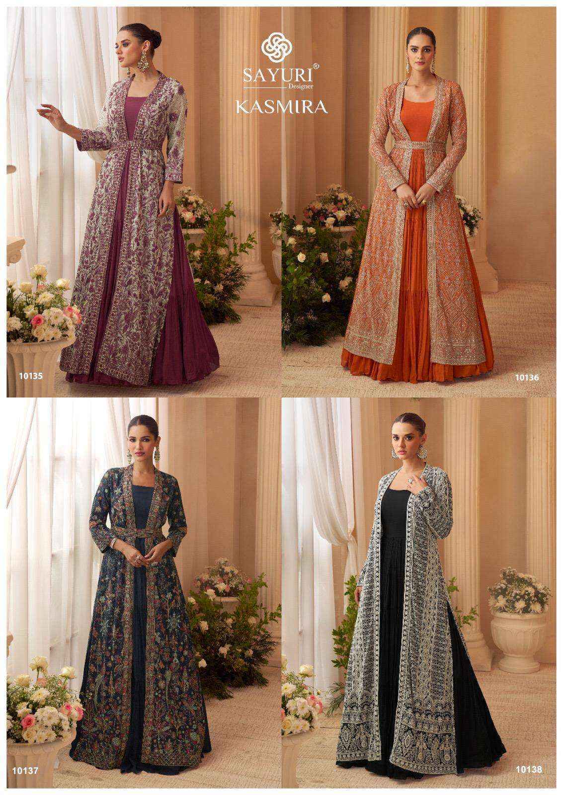 Sayuri Designer Kasmira Chinon Silk Gown Wholesale Rate ( 4 Pcs Catalog )